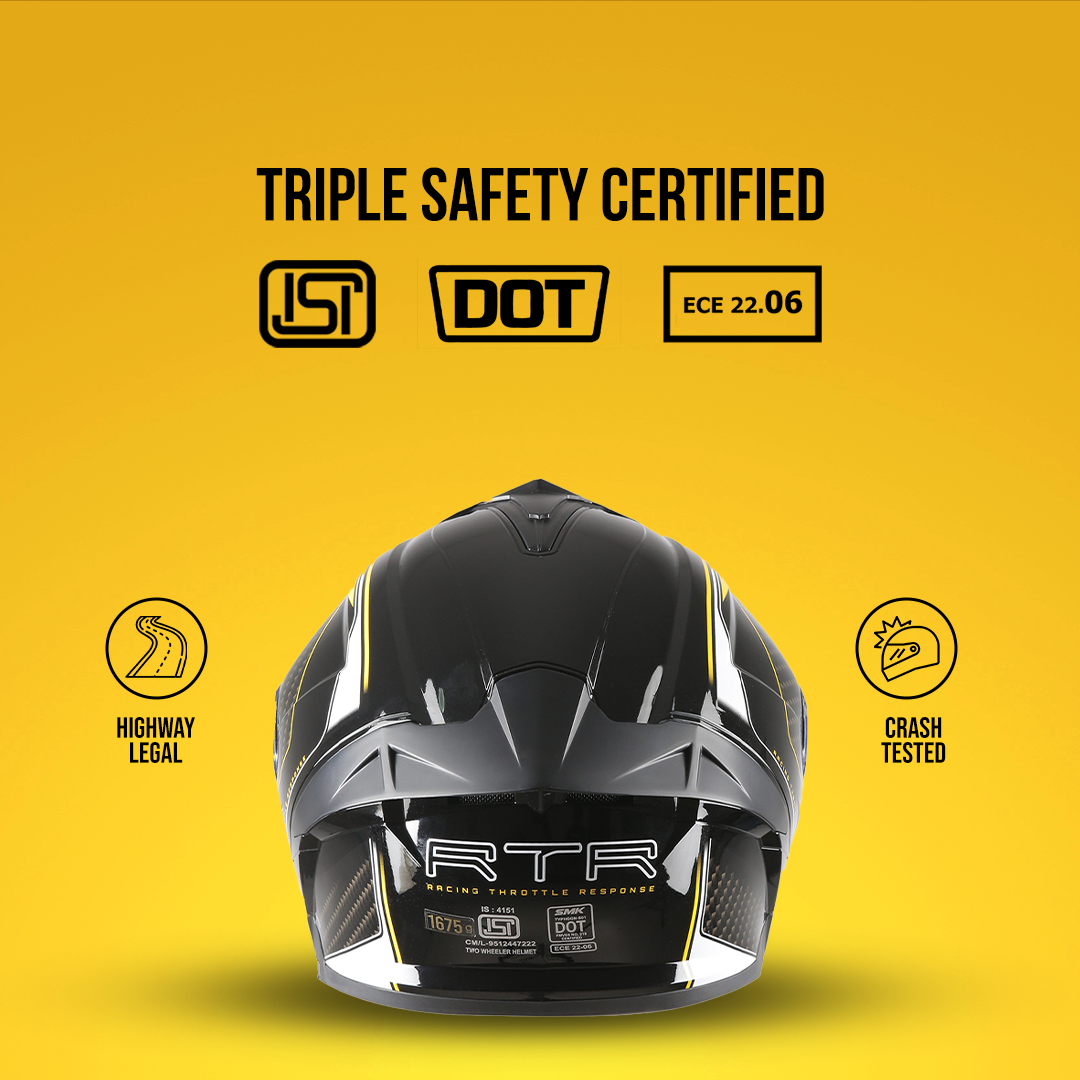 TVS Racing Hurricane Helmet Full-Face, Aerodynamic Design